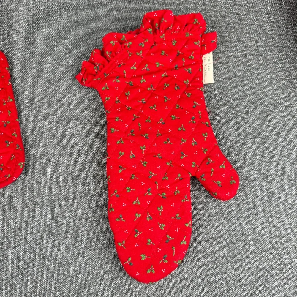 Vintage 1986 Christmas Rocking Horse Pot Holder Oven Mitt Set Hiliday Gift